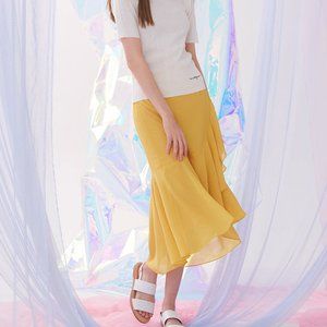 [Brand New] Double Flounce Skirt - Yellow